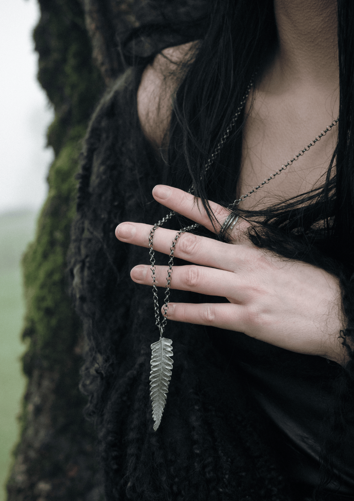 Skogsrå - Fern leaf necklace in solid sterling silver