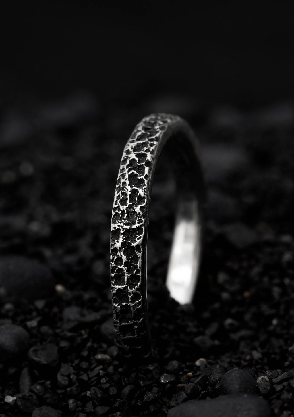 Nornir - Large textured stacking rings in solid sterling silver