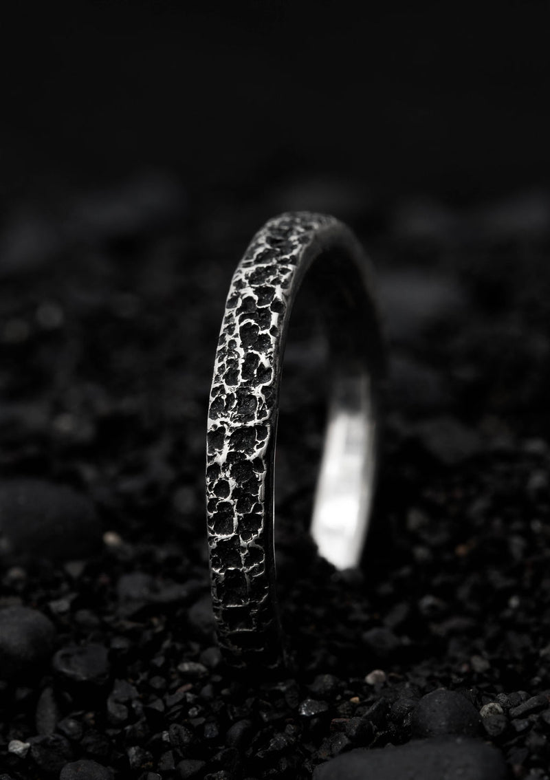 Nornir - Large textured stacking rings in solid sterling silver