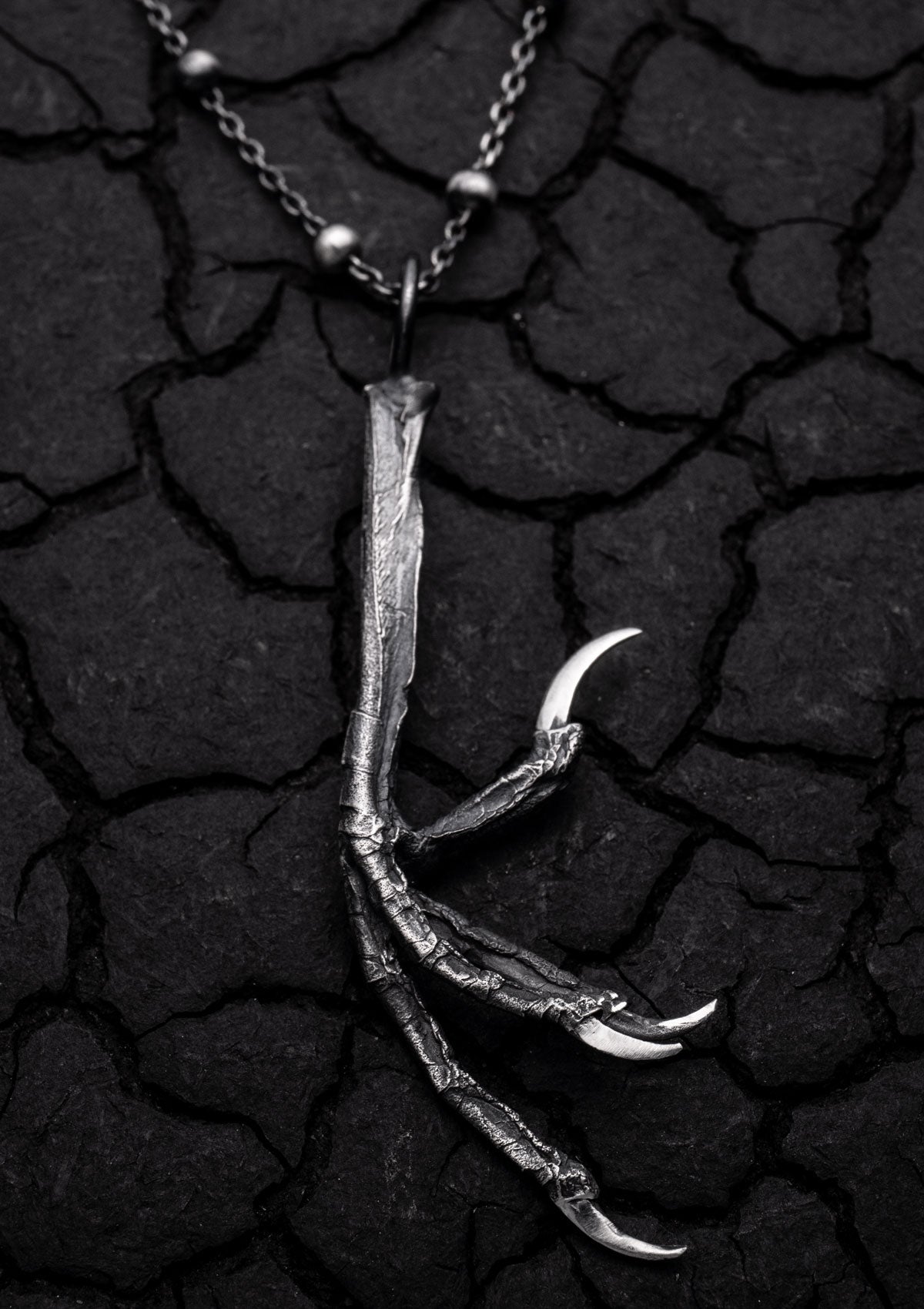 Duibhe - Blackbird talon necklace in solid sterling silver