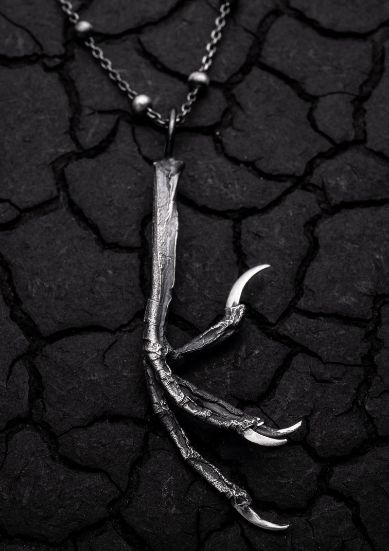 Duibhe  - Blackbird talon necklace in solid sterling silver