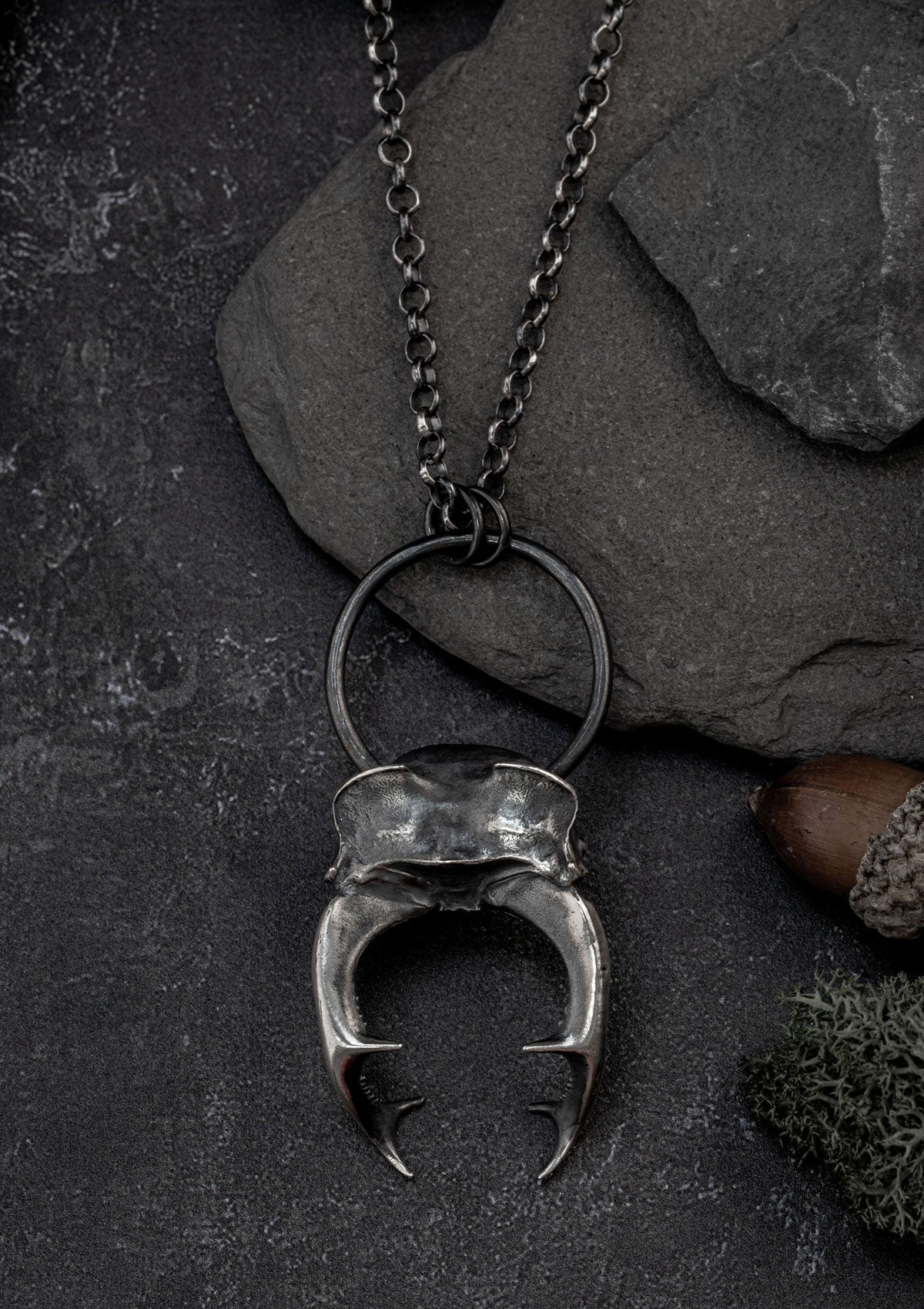Thunor - Stag Beetle necklace in solid sterling silver