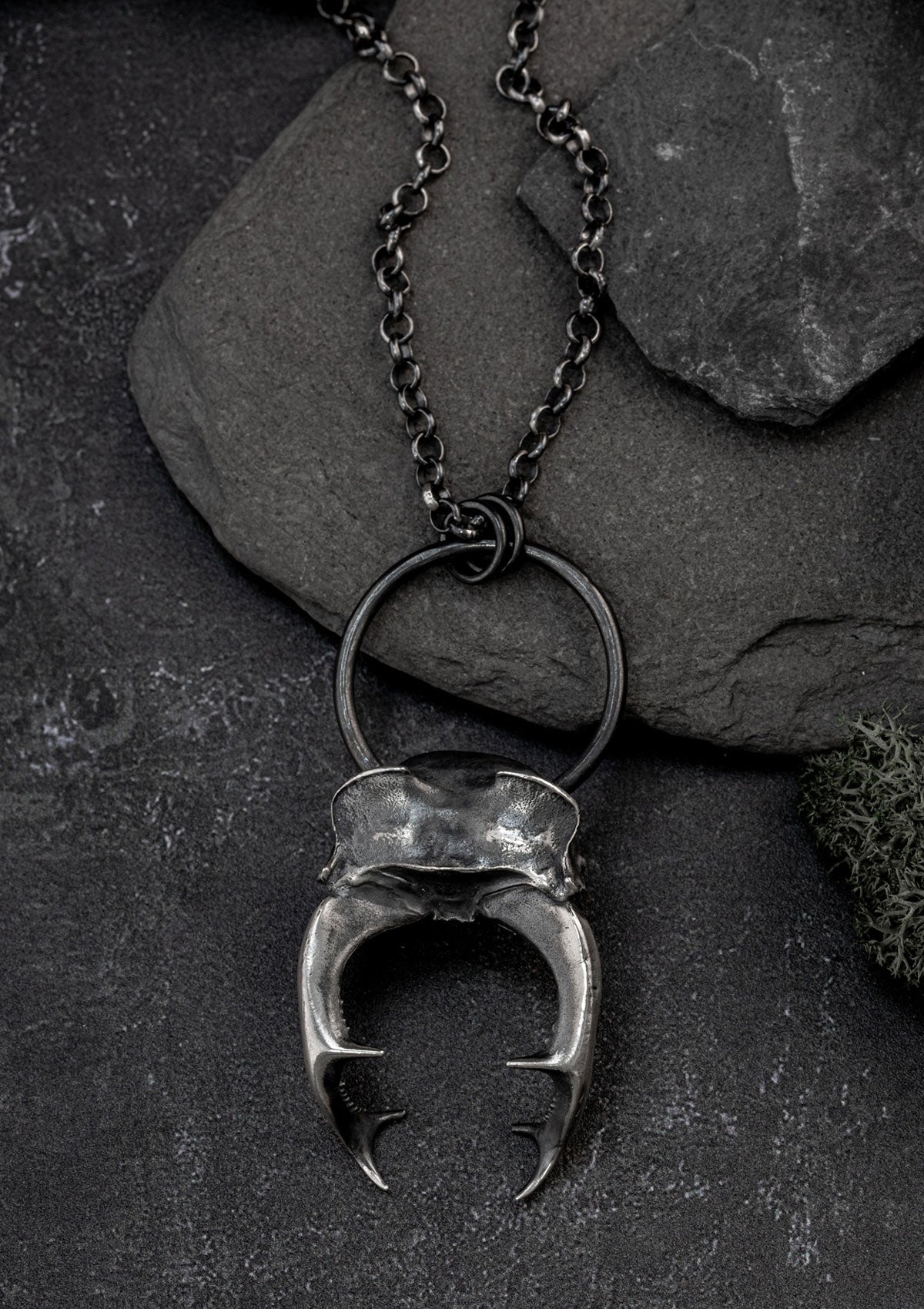 Thunor - Stag Beetle necklace in solid sterling silver