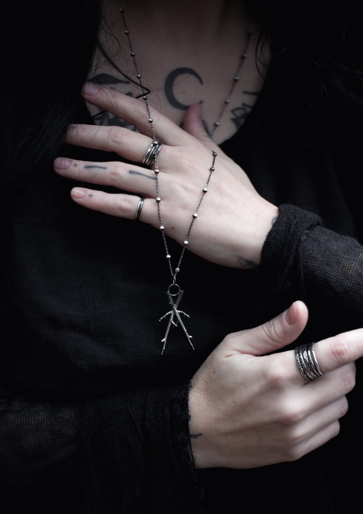 Handcrafted silver Blackthorn pendant inspired by Celtic mythology
