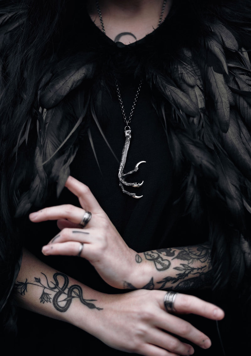Corvus - Crow talon necklace in solid sterling silver