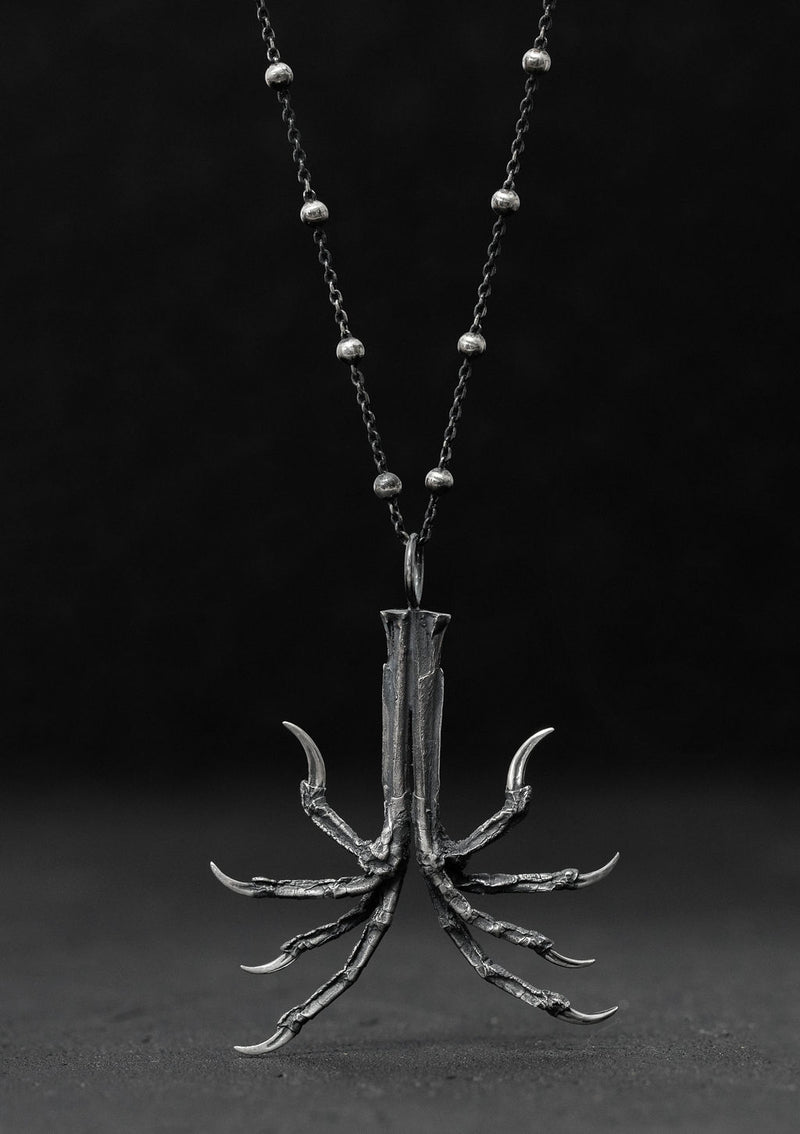Hugiz - Dual Blackbird talon necklace in solid sterling silver