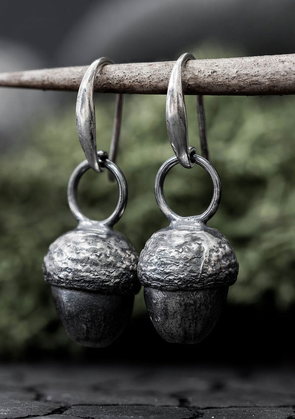 Nàdair - Acorn dangle earrings in solid sterling silver