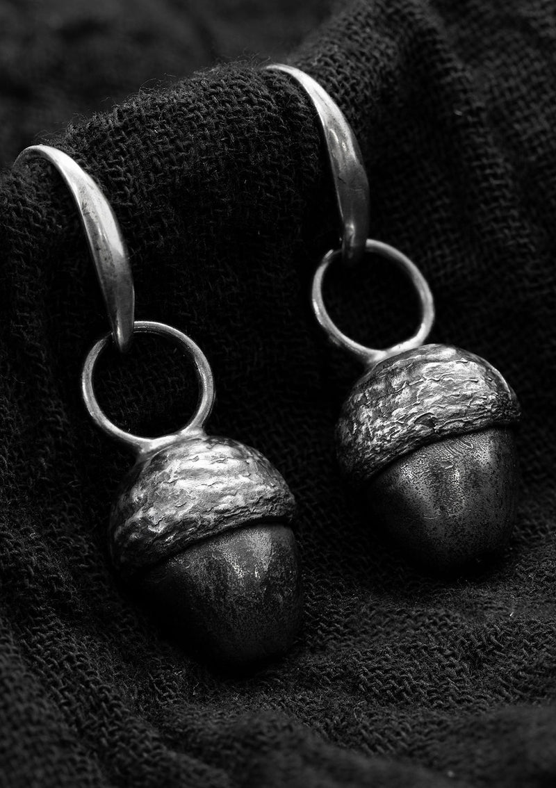 Silver online acorn earrings