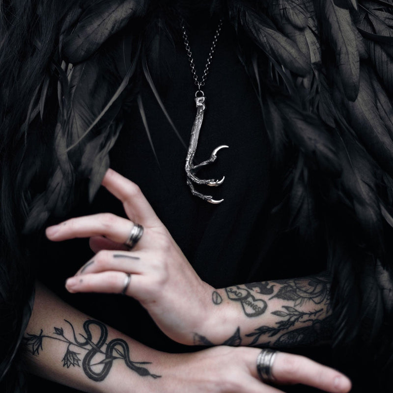 Corvus - Crow talon necklace in solid sterling silver