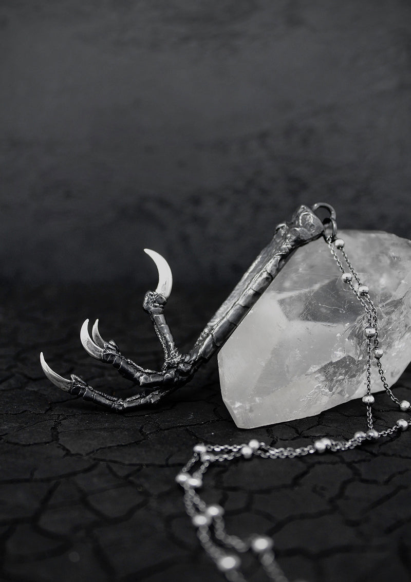 Corvus - Crow talon pendant in solid sterling silver - Thorn & Claw Jewellery 